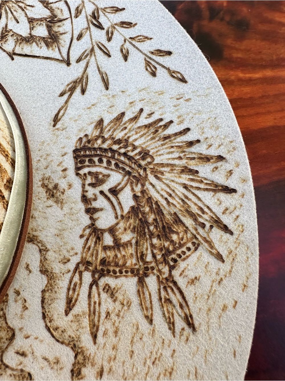 Freehand burned western design Grand Canyon hat - Picture 3 of 7